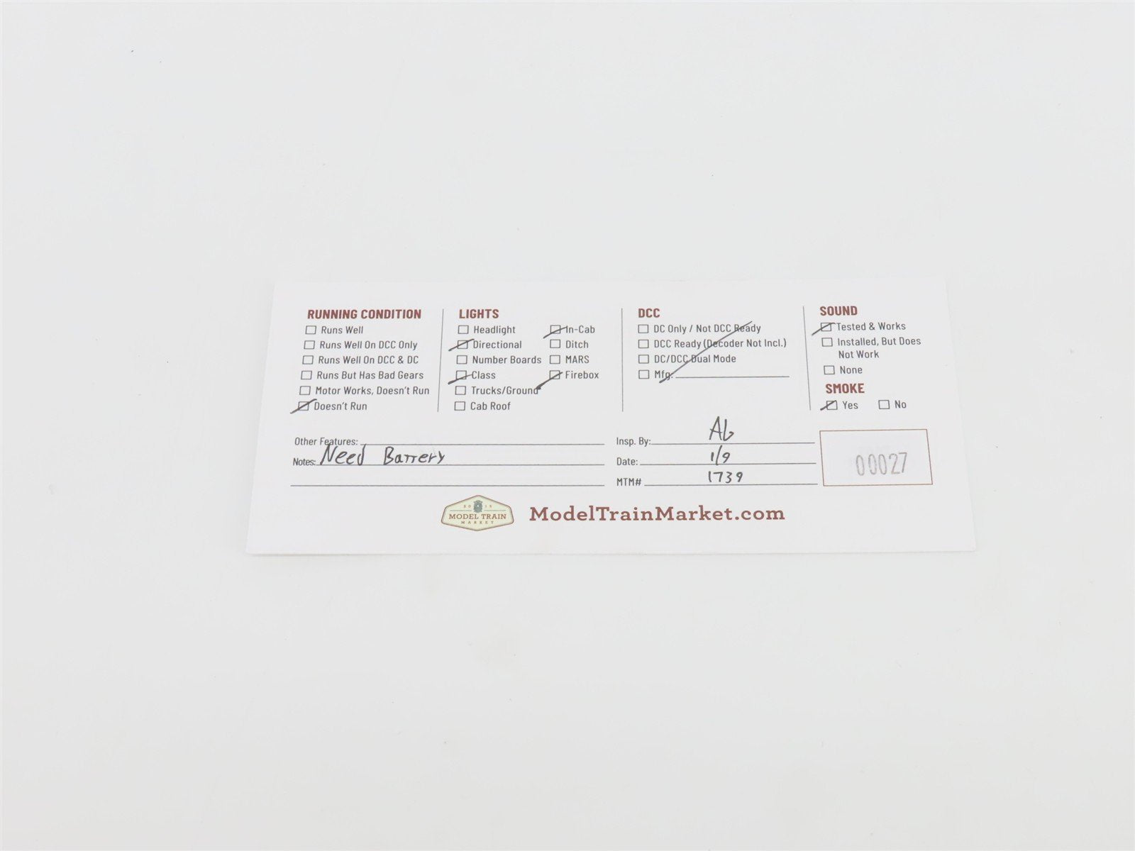 O Gauge 3-Rail MTH 20-3047-1 NYC Railway 4-8-4 Steam Loco #6025 DOES NOT RUN