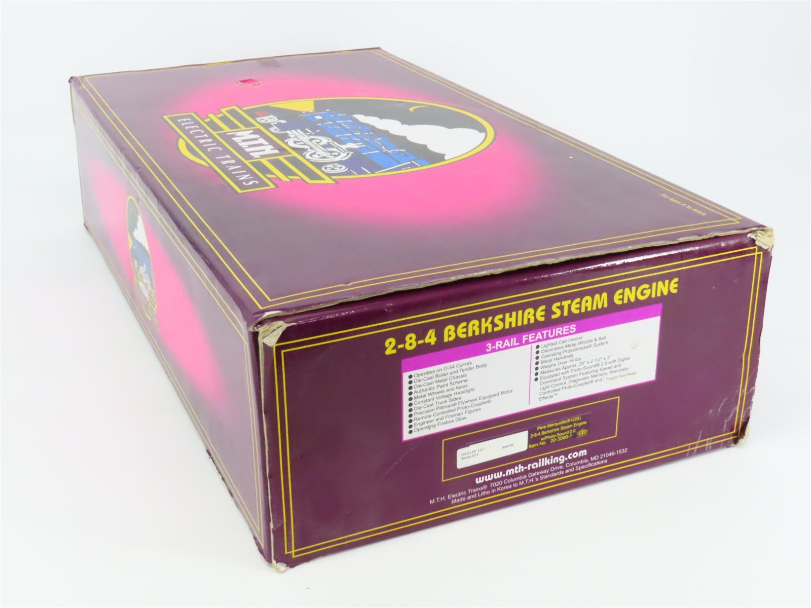 O Gauge 3-Rail MTH 20-3066-1 PM Pere Marquette 2-8-4 Steam Loco #1225 w/Sound