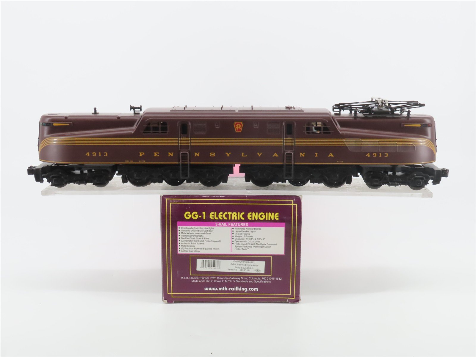 O Gauge 3-Rail MTH 20-5517-1 PRR Pennsylvania GG1 Electric #4913 DOES NOT RUN