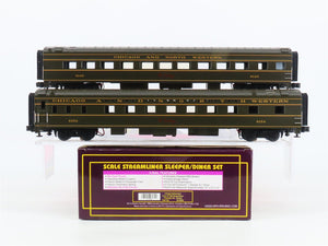 O Gauge 3-Rail MTH 20-6636 CNW Railway Streamliner Passenger 2-Car Set