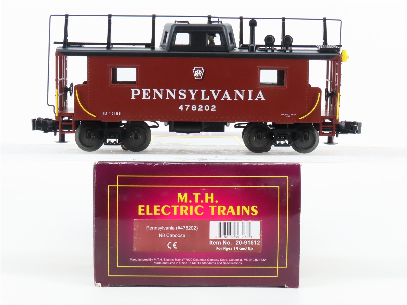 O Gauge 3-Rail MTH 20-91612 PRR Pennsylvania Railroad Caboose #478202 - Lighted
