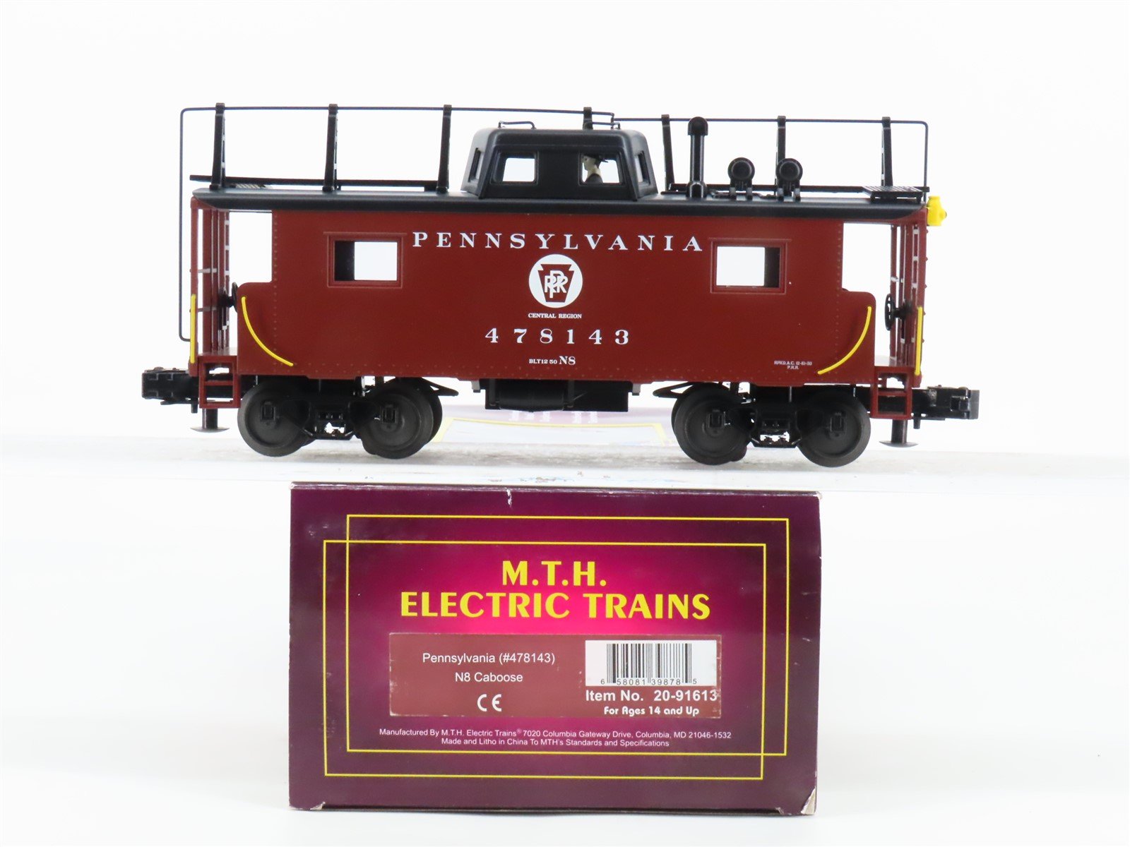 O Gauge 3-Rail MTH 20-91613 PRR Pennsylvania Railroad Caboose #478143 - Lighted
