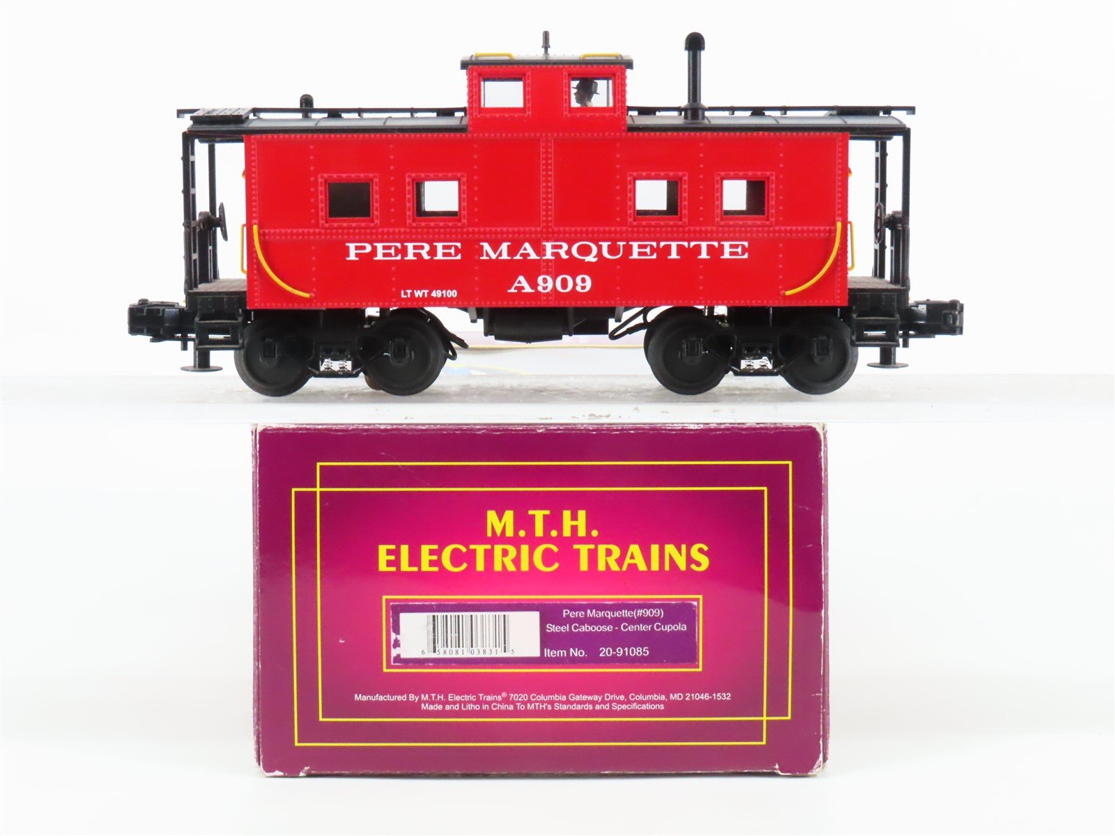 O Gauge 3-Rail MTH 20-91085 PM Pere Marquette Caboose #A909 - Lighted