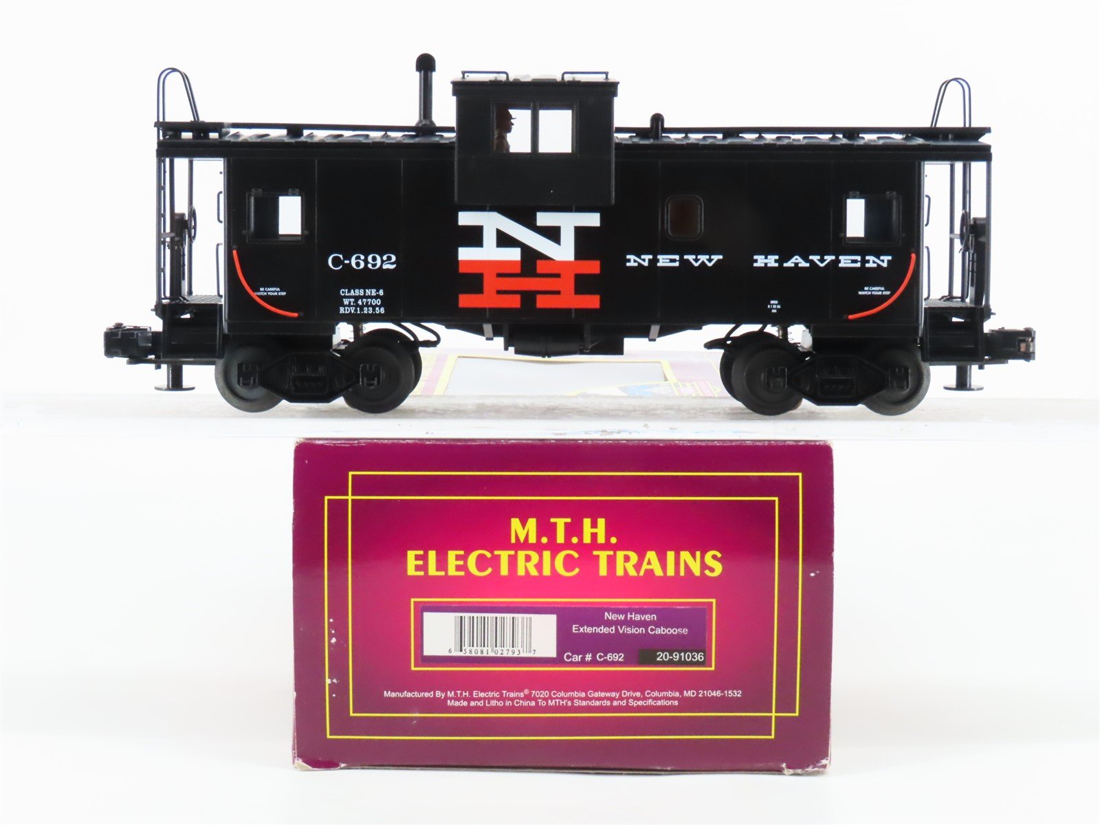 O Gauge 3-Rail MTH 20-91036 NH New Haven Extended Vision Caboose #C-692 -Lighted