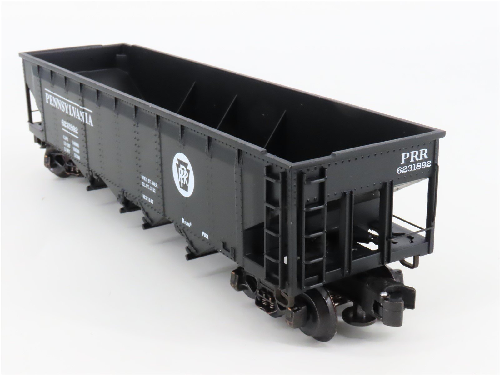 O Gauge 3-Rail K-Line K623-1892 PRR Pennsylvania 4-Bay Open Hopper #6231892