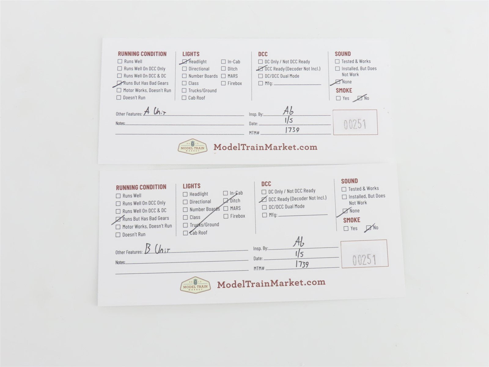 HO Scale Proto 2000 23439 GM&O Gulf Mobile & Ohio FA/FB Diesel Set BAD GEARS