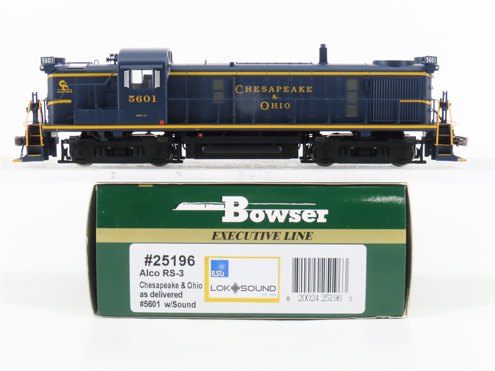 HO Scale Bowser 25196 C&O Chesapeake & Ohio RS3 Diesel Loco #5601 wDCC & Sound