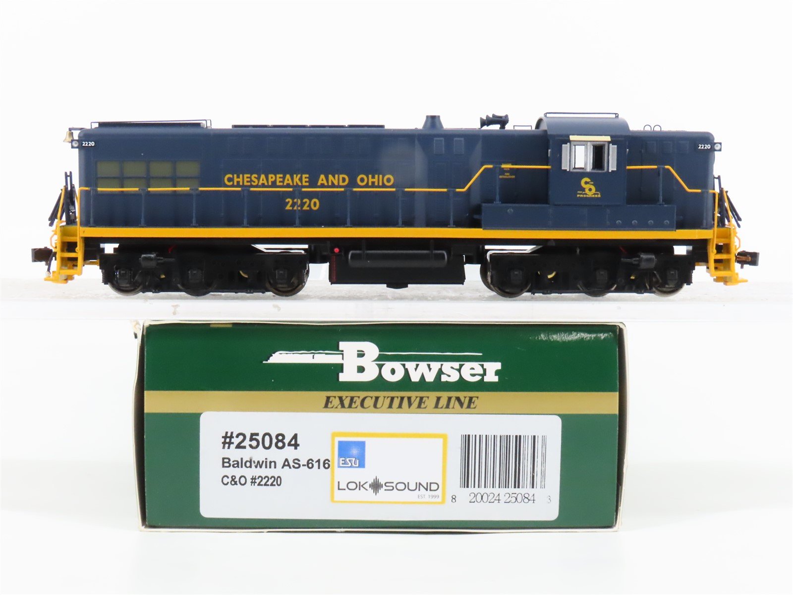 HO Scale Bowser 25084 C&O Chesapeake & Ohio AS616 Diesel Loco #2220 wDCC & Sound