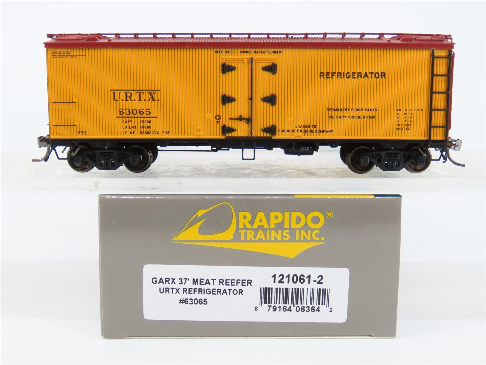 HO Scale Rapido 121061-2 URTX Refrigerator GARX 37' Meat Reefer #63065