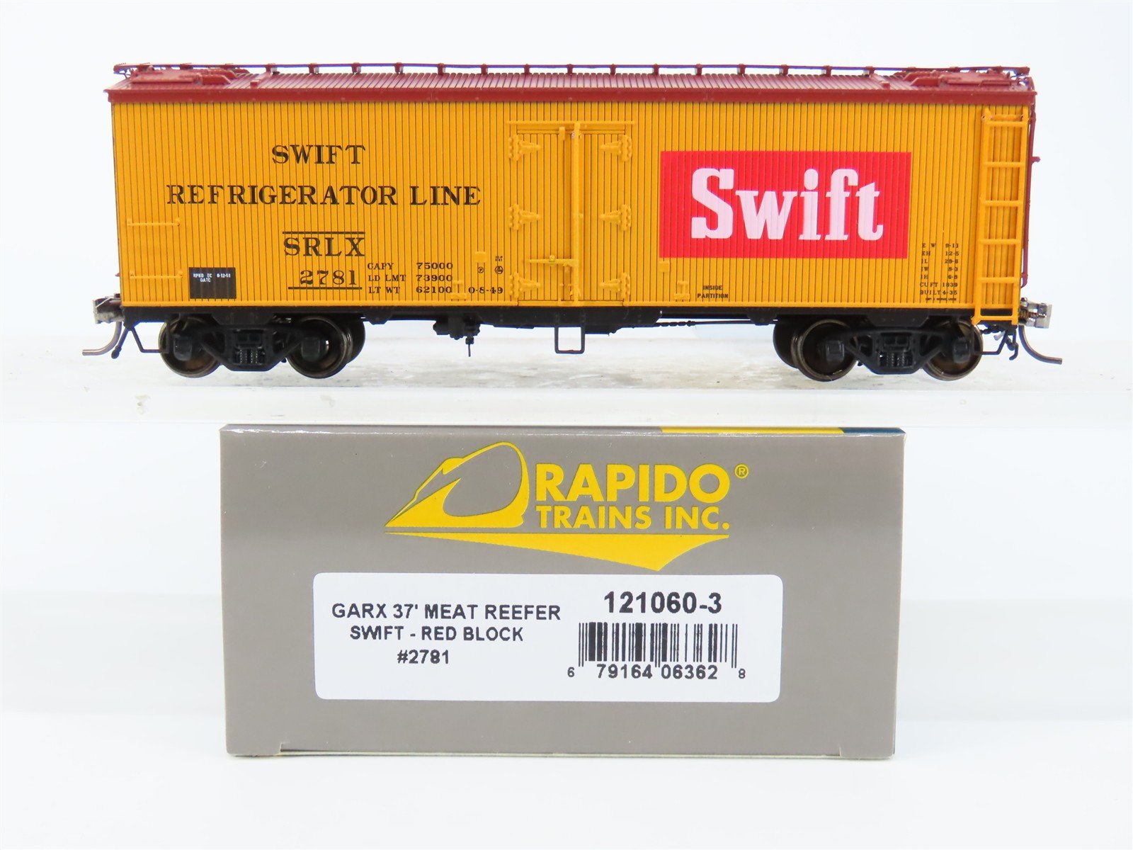 HO Scale Rapido 121060-3 SRLX Swift Refrigerator GARX 37' Meat Reefer #2781