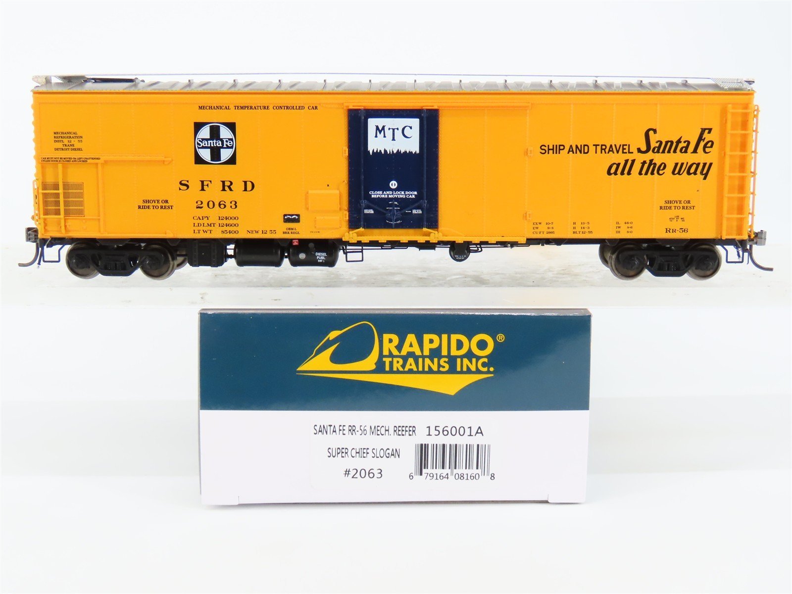 HO Scale Rapido 156001A SFRD Santa Fe Super Chief 56' Mechanical Reefer #2063