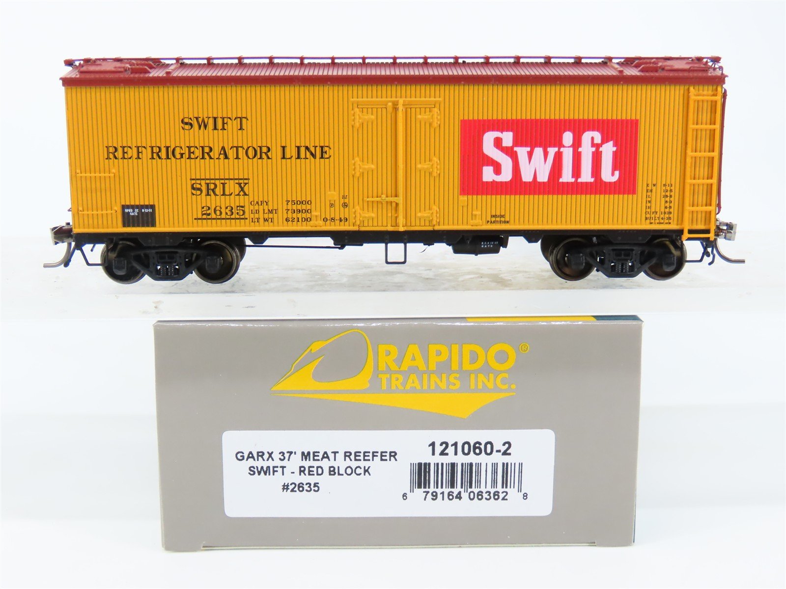 HO Scale Rapido 121060-2 SRLX Swift Refrigerator GARX 37' Meat Reefer #2635