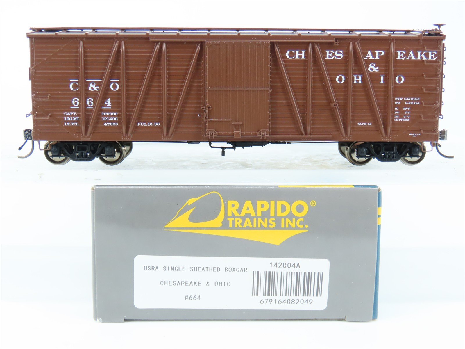 HO Scale Rapido 142004A C&O Chesapeake & Ohio USRA Single Sheathed Box Car #664