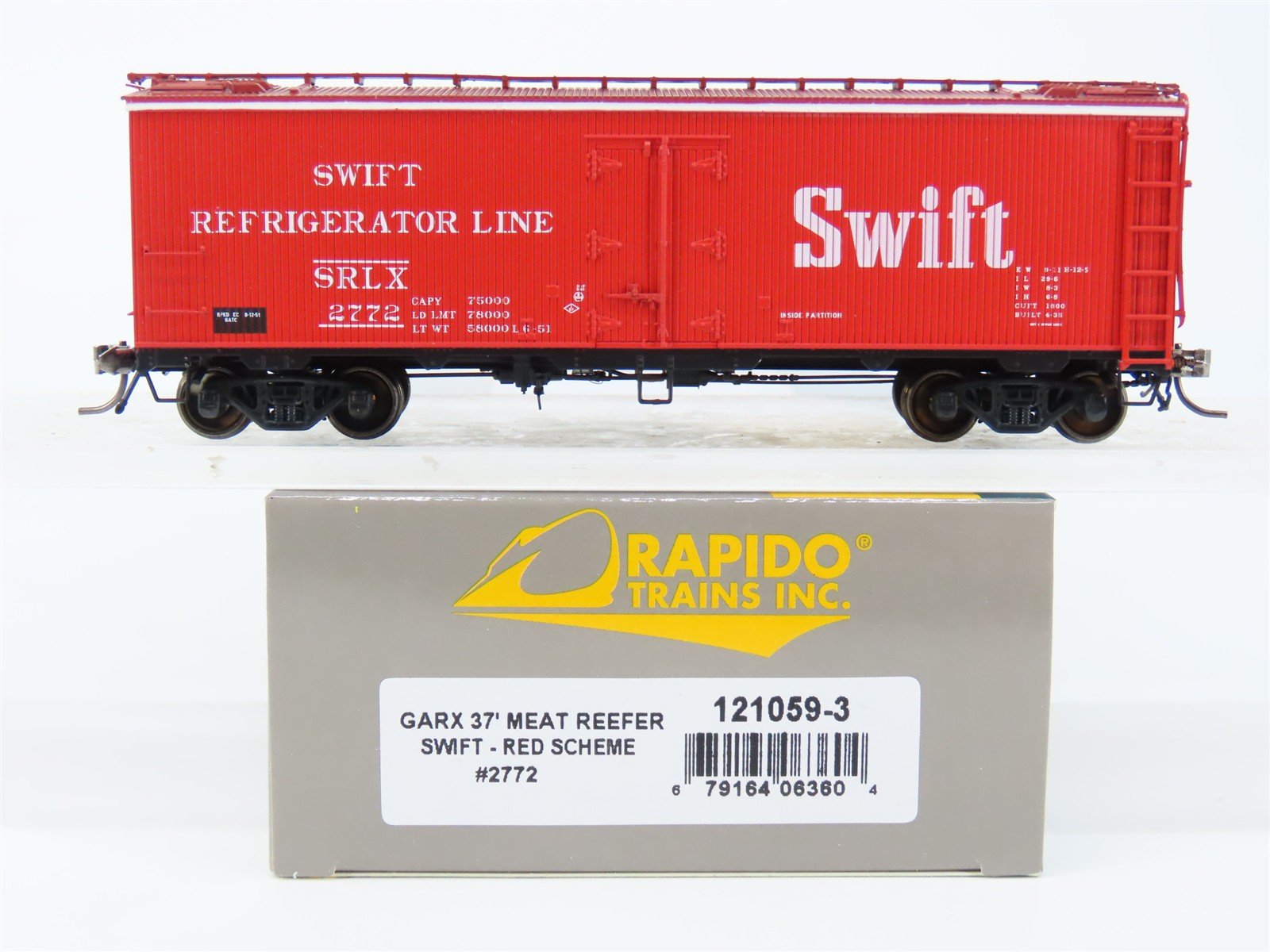 HO Scale Rapido 121059-3 SRLX Swift (Red Scheme) GARX 37' Meat Reefer #2772