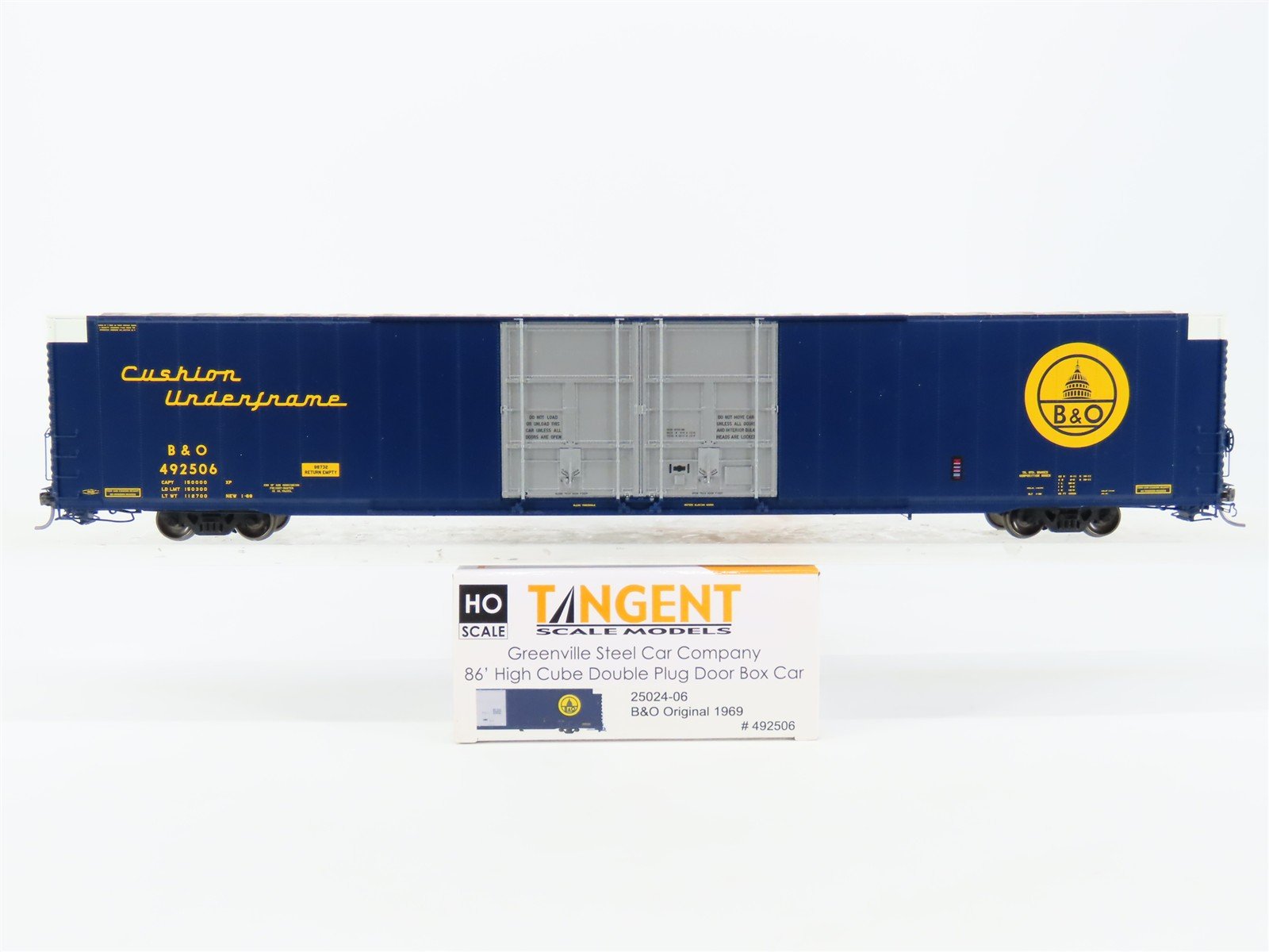 HO Scale Tangent 25024-06 B&O Baltimore & Ohio 86' High Cube Box Car #492506