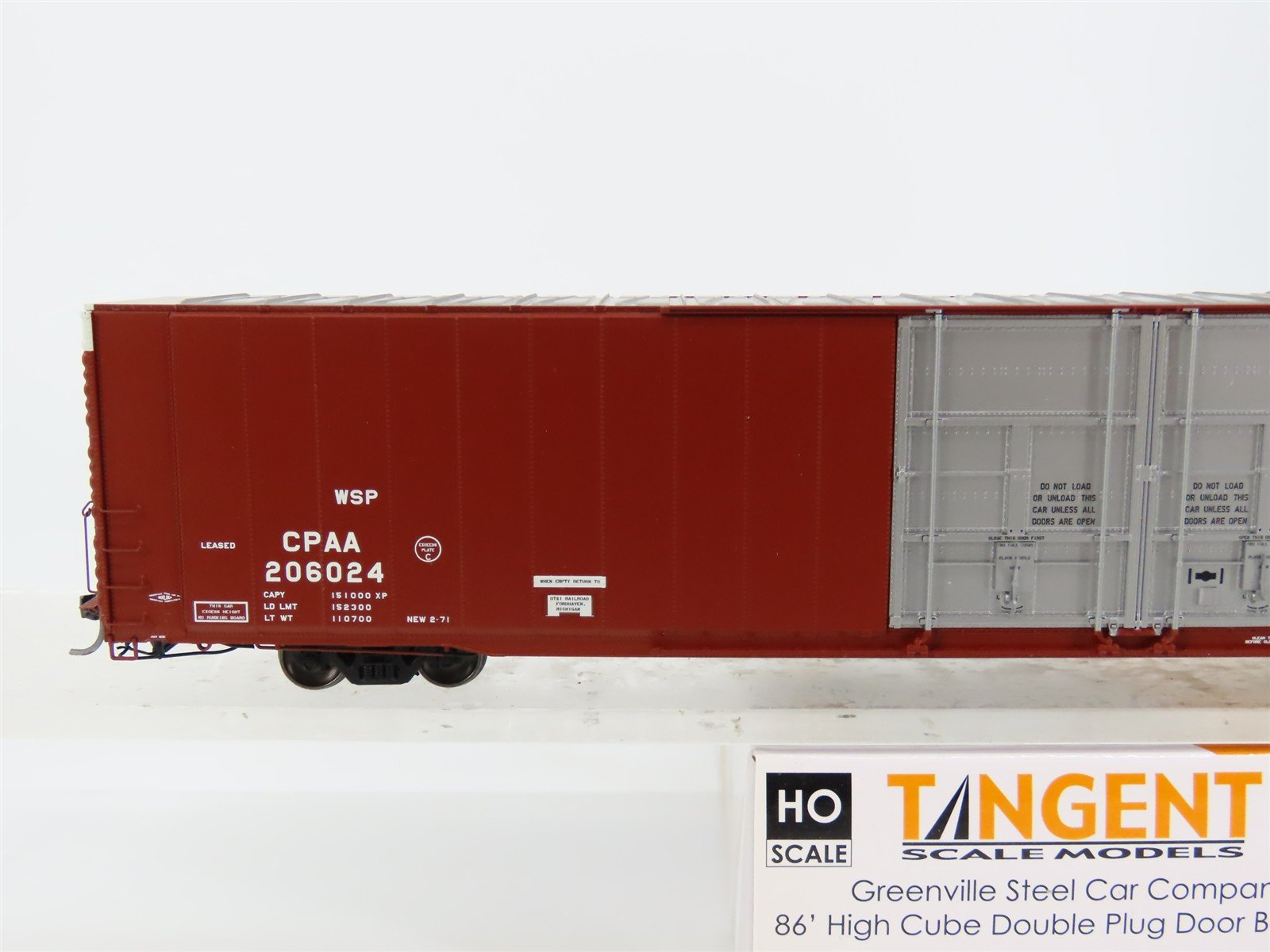 HO Scale Tangent 25011-02 CPAA GSC 86' High Cube Double Plug Door Boxcar #206024
