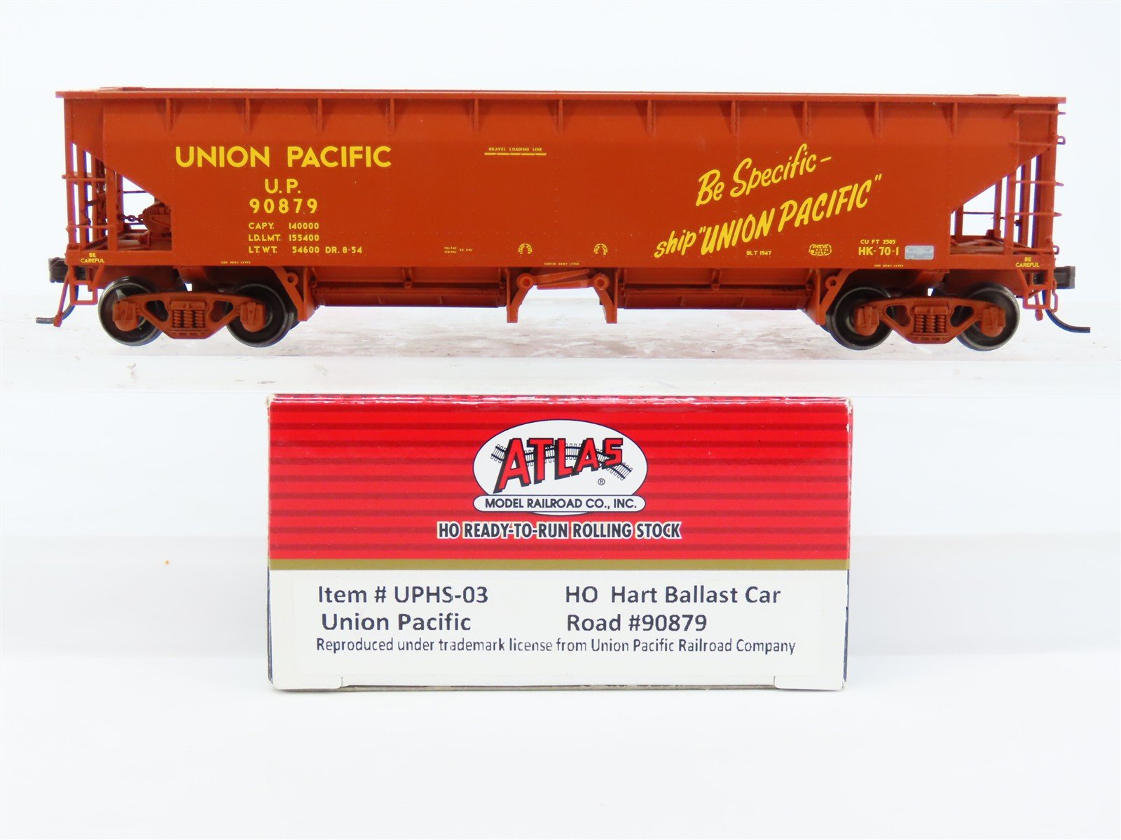 HO Scale Atlas Master Line UPHS-03 UP Union Pacific Hart Ballast Hopper #90879