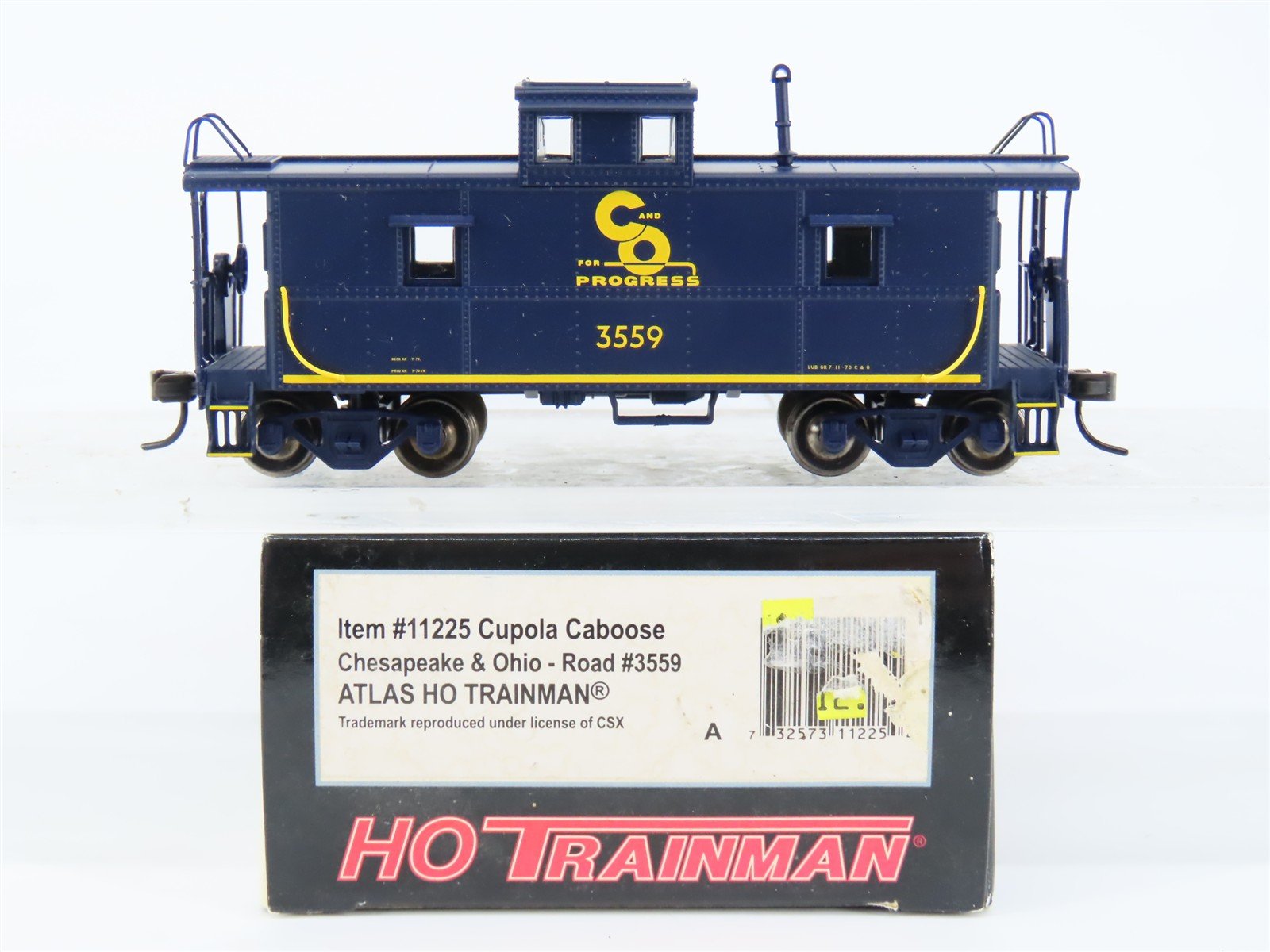 HO Scale Atlas Trainman 11225 C&O Chesapeake & Ohio Progress Cupola Caboose 3559