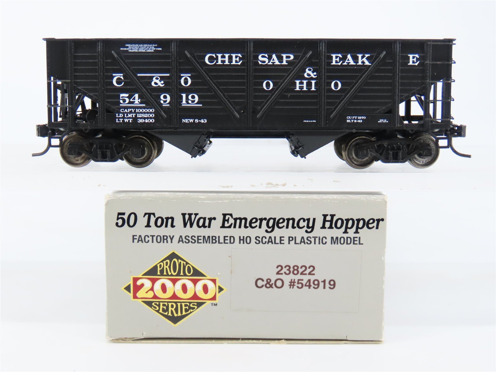 HO Scale PROTO 2000 23822 C&O Chesapeake & Ohio 2-Bay Open Hopper #54919