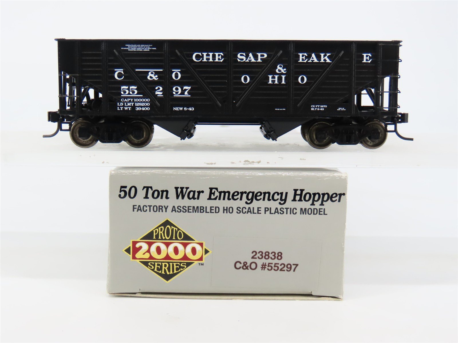 HO Scale PROTO 2000 23838 C&O Chesapeake & Ohio Railroad 2-Bay Hopper #55297