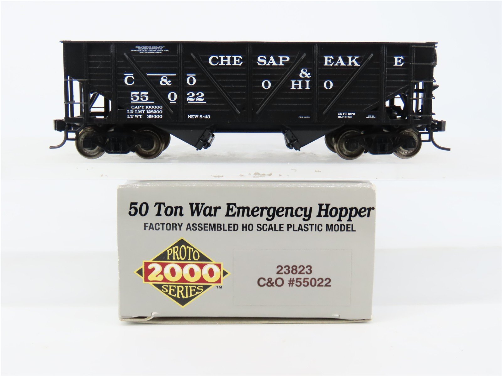 HO Scale PROTO 2000 23823 C&O Chesapeake & Ohio 2-Bay Open Hopper #55022