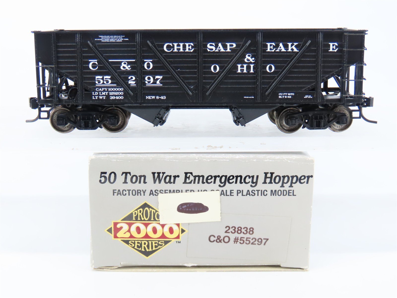 HO Scale PROTO 2000 23838 C&O Chesapeake & Ohio Railroad 2-Bay Hopper #55297