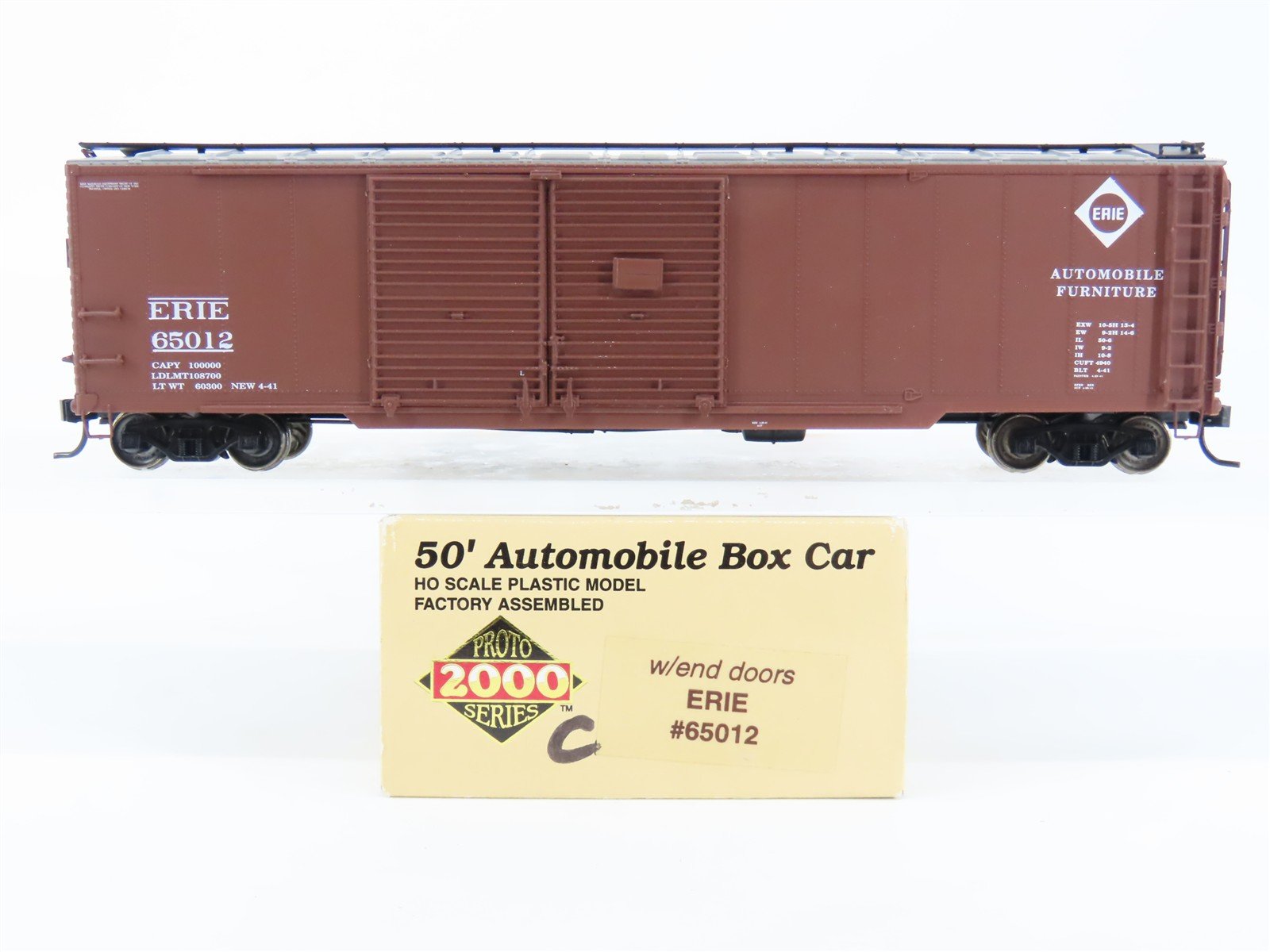 HO Scale PROTO 2000 ERIE Railroad 50' Automobile Box Car #65012