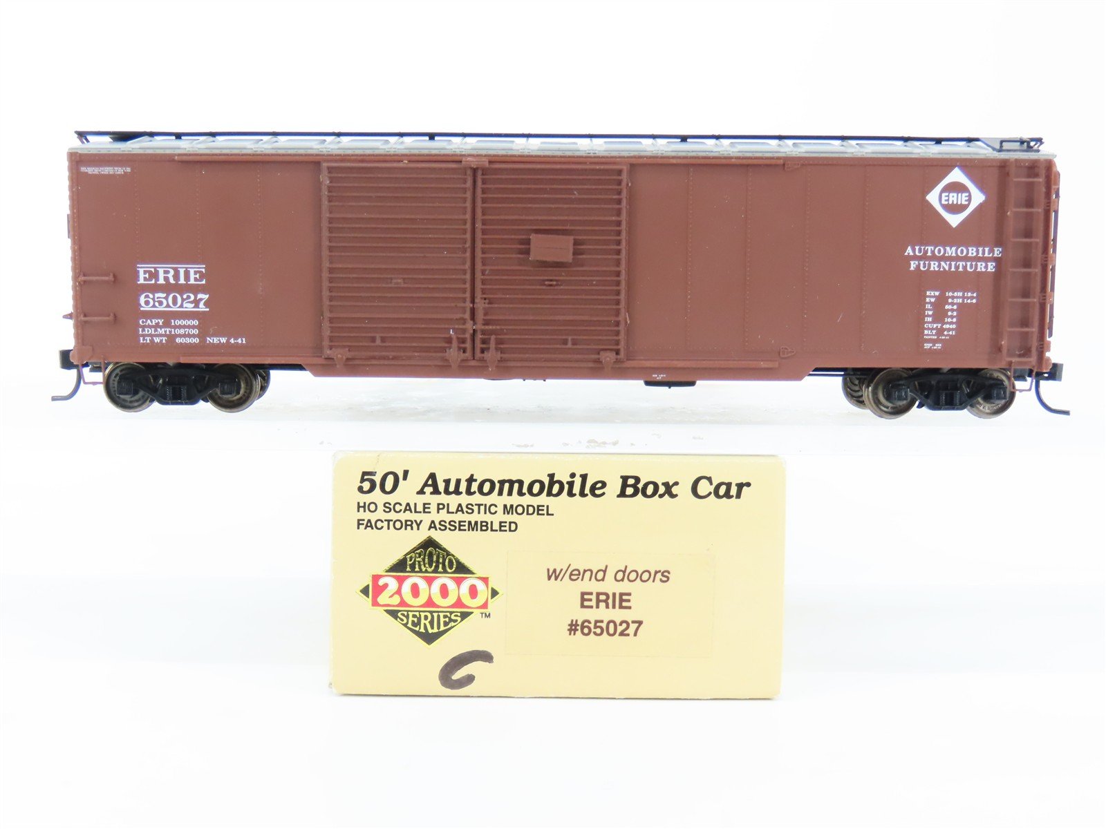 HO Scale PROTO 2000 ERIE Railroad 50' Automobile Box Car #65027