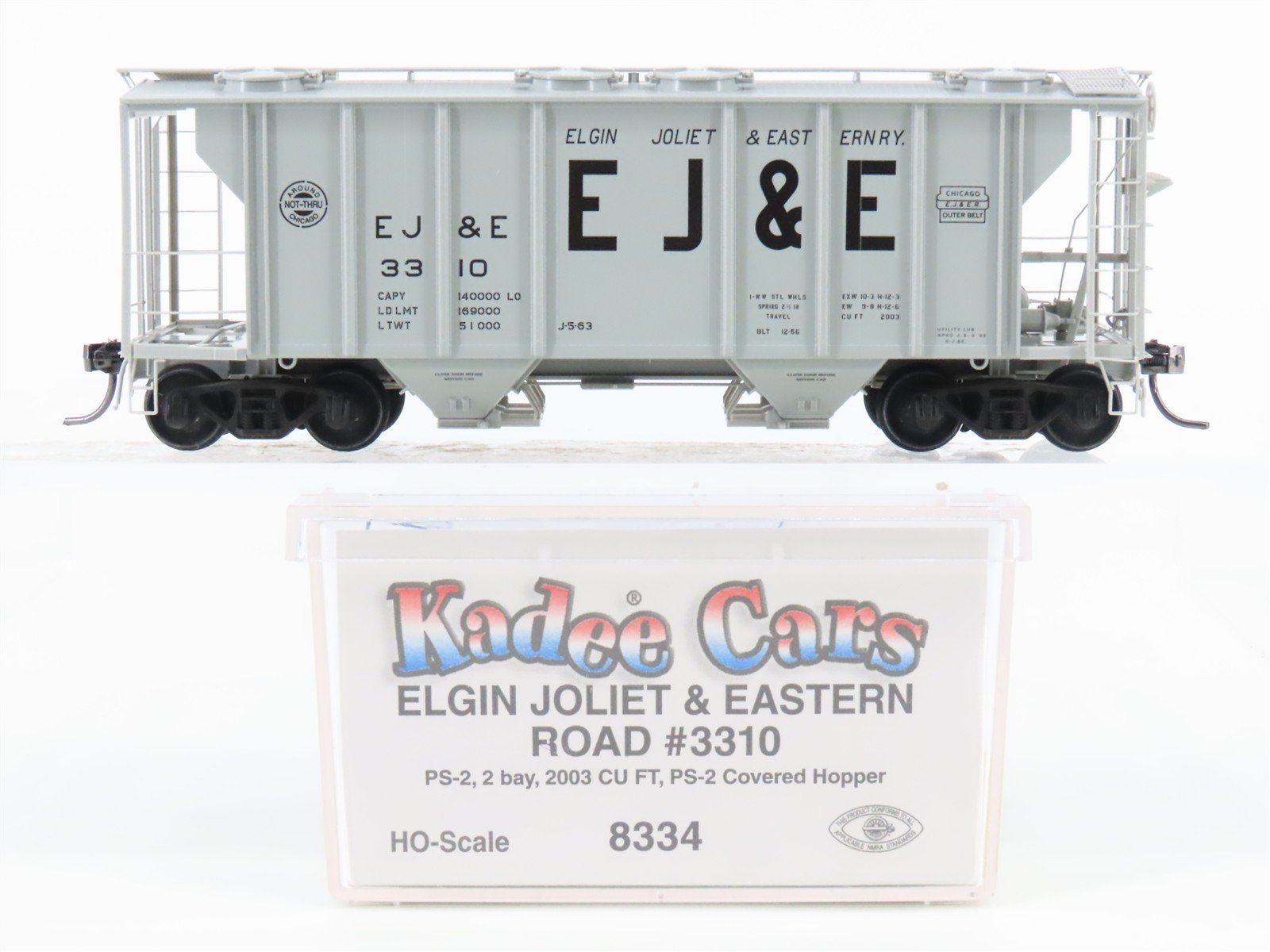 HO Scale Kadee Cars 8334 EJ&E Elgin Joliet & Eastern 2-Bay Covered Hopper #3310