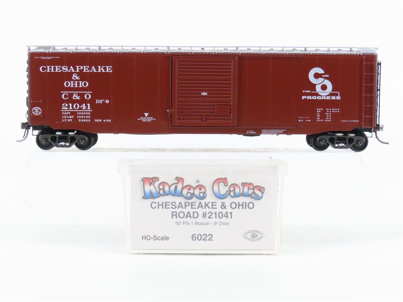 HO Scale Kadee Cars 6022 C&O Chesapeake & Ohio "Progress" 50' Box Car #21041