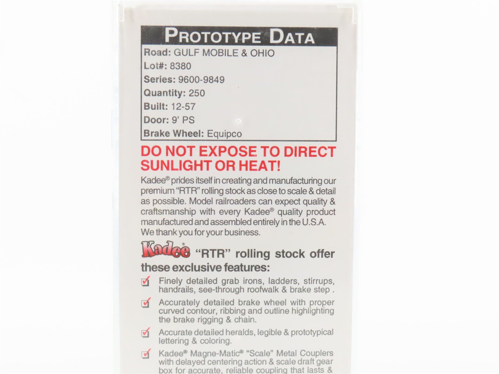 HO Scale Kadee Cars 6018 GM&O Gulf Mobile & Ohio 50' Single Door Box Car #9775