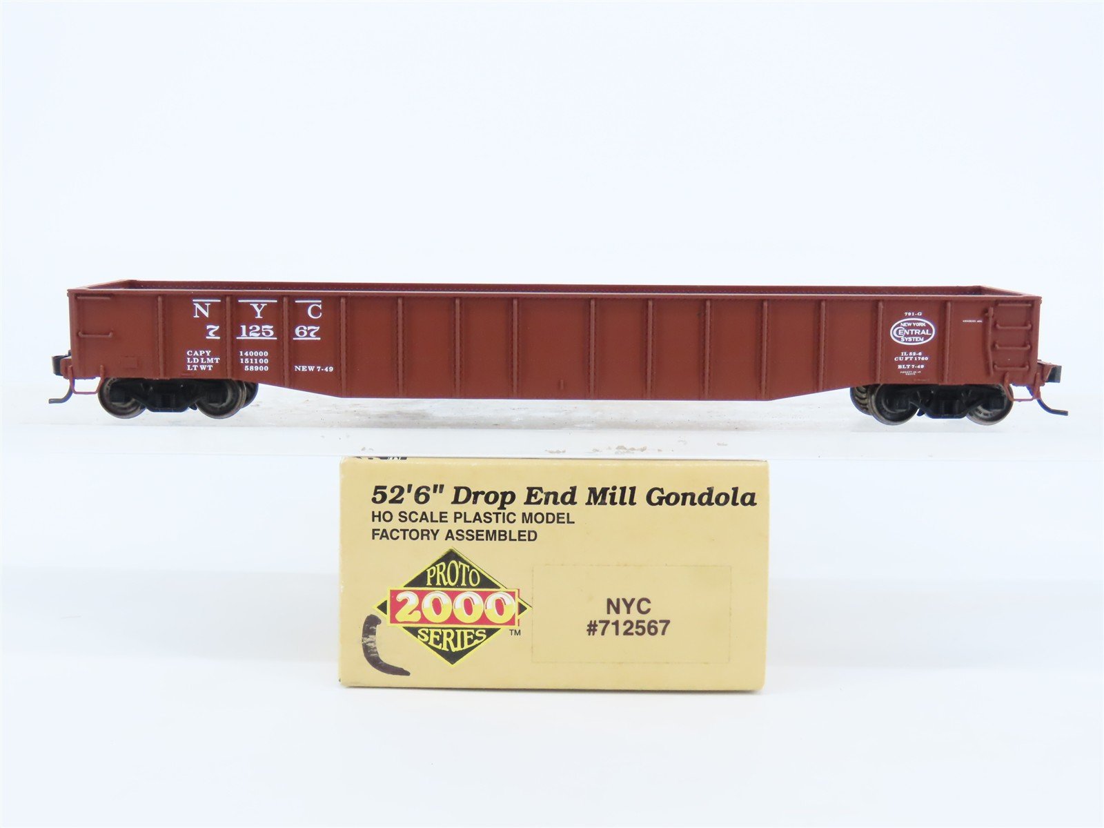 HO Scale Proto 2000 NYC New York Central 52' Drop End Mill Gondola #712567