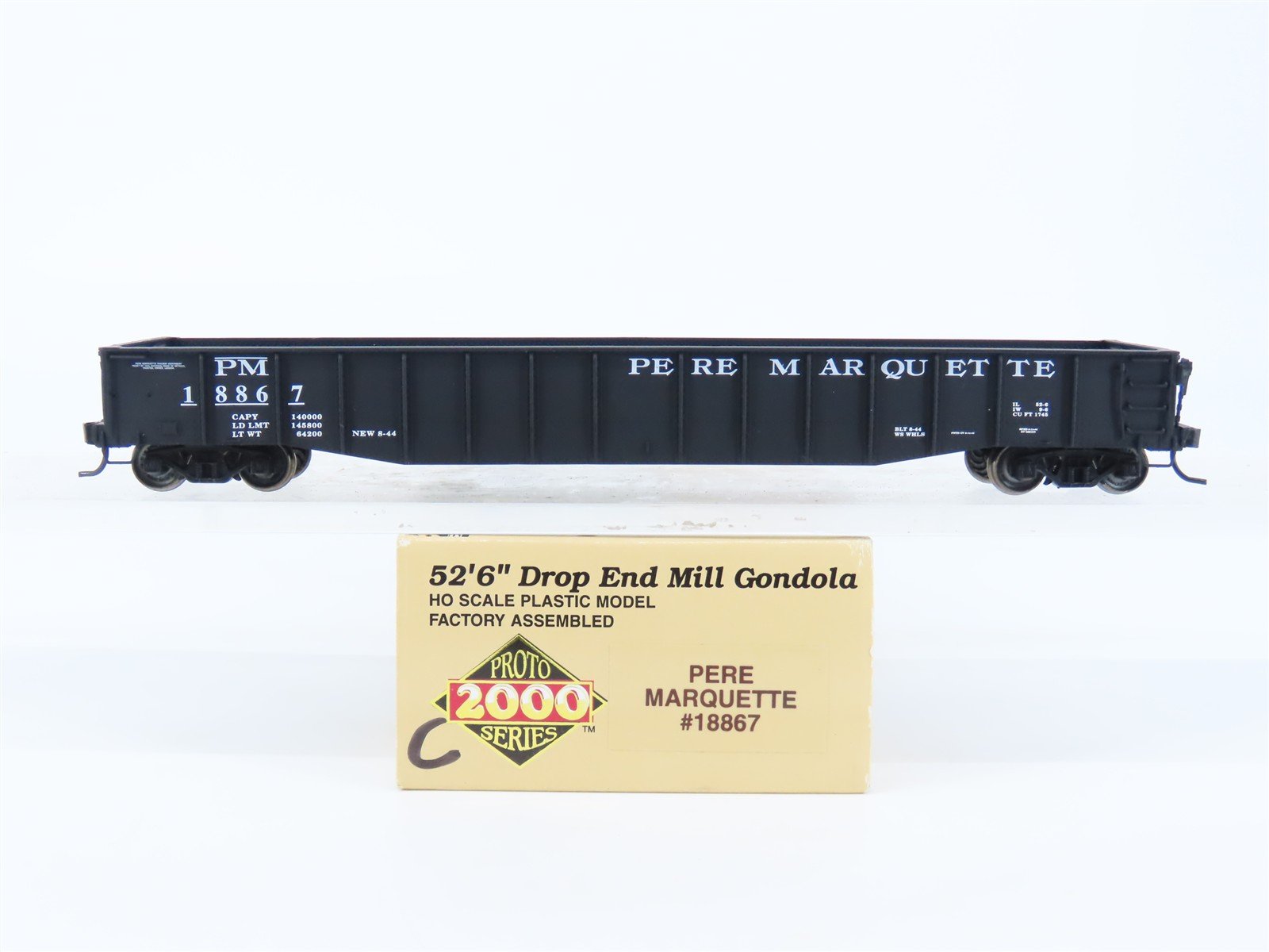 HO Scale Proto 2000 PM Pere Marquette 52' Drop End Mill Gondola #18867