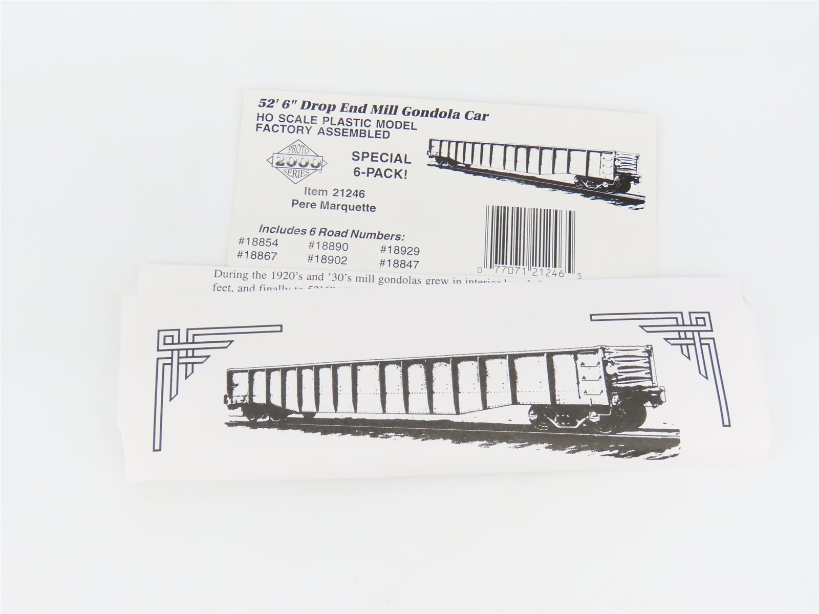HO Scale Proto 2000 PM Pere Marquette 52' Drop End Mill Gondola #18854
