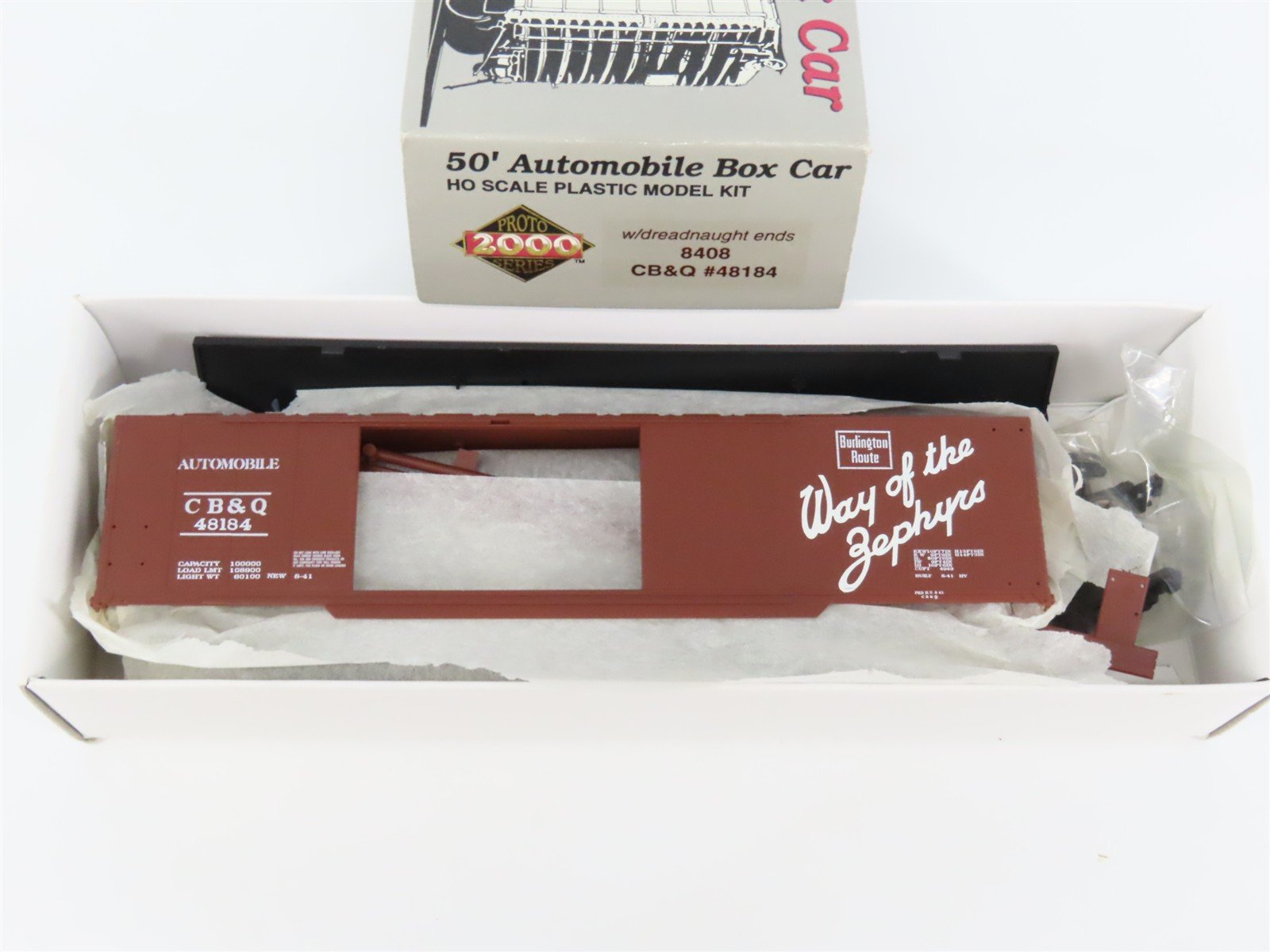 HO Scale PROTO 2000 Kit 8408 CB&Q Burlington Route 50' Box Car #48184
