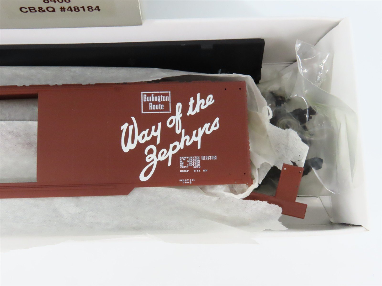 HO Scale PROTO 2000 Kit 8408 CB&Q Burlington Route 50' Box Car #48184