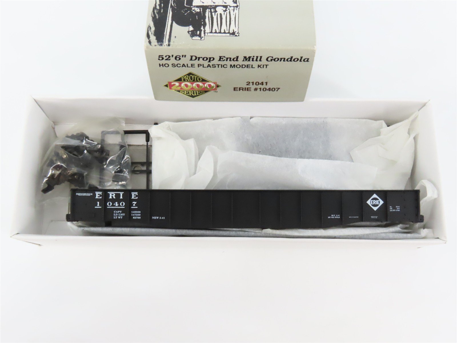 HO Scale PROTO 2000 Kit #21041 ERIE Railroad 52' 6" Drop End Mill Gondola #10407