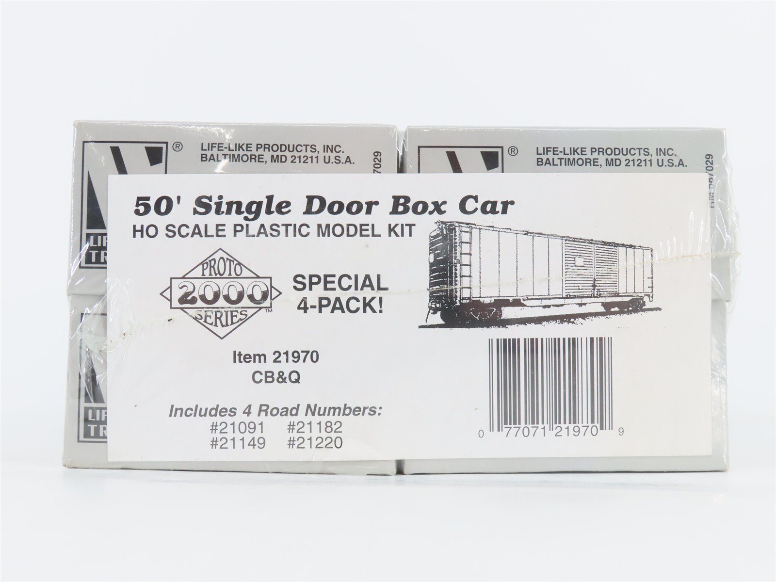 HO Scale PROTO 2000 Kit #21970 CB&Q Burlington Route 50' Box Car 4-Pack Sealed