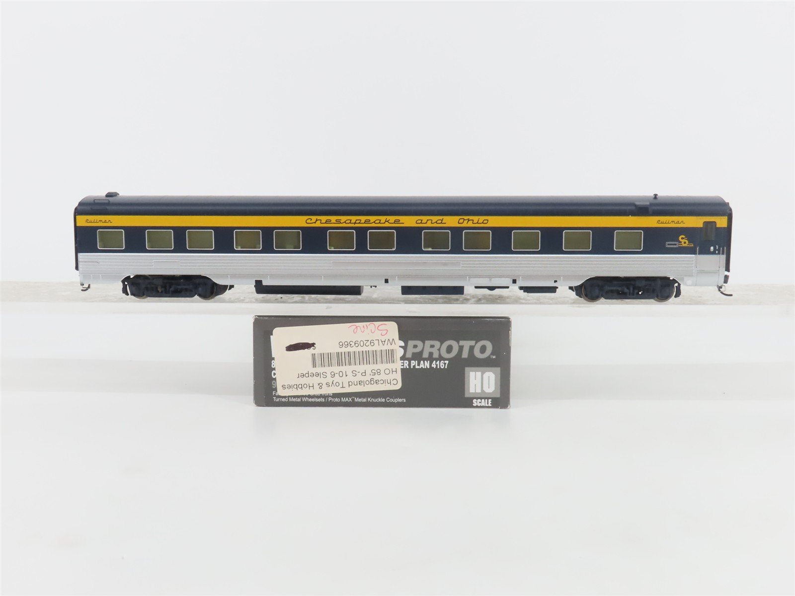 HO Walthers Proto 920-9366 C&O Chesapeake & Ohio 10-6 Sleeper Passenger Car