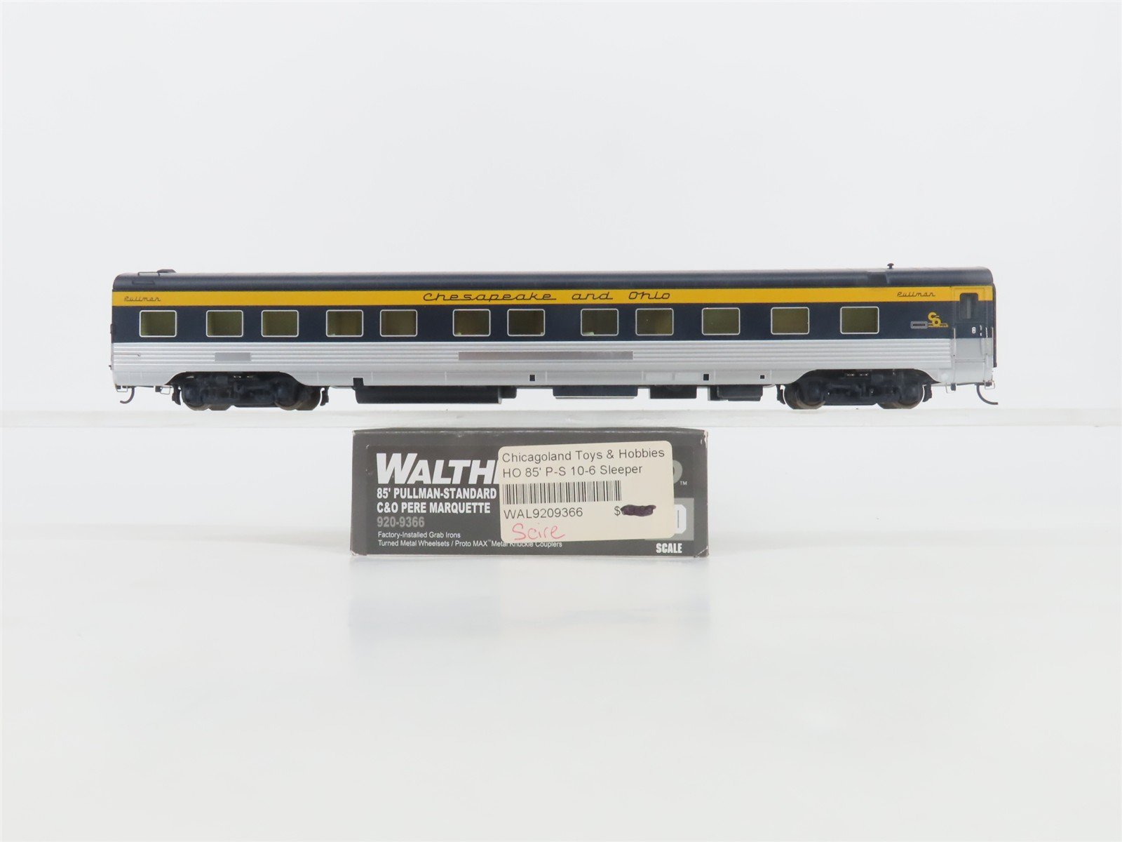 HO Walthers Proto 920-9366 C&O Chesapeake & Ohio P-S 85' Sleeper Passenger Car