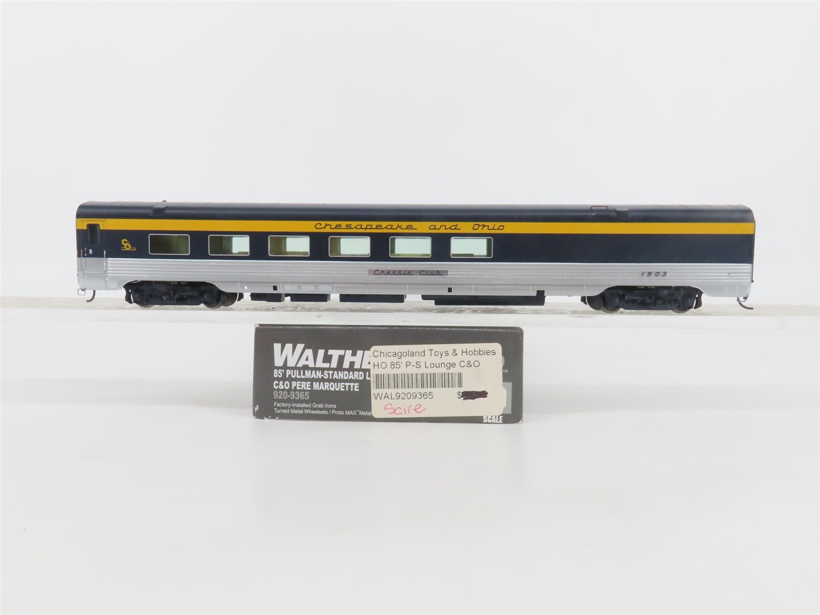 HO Walthers Proto 920-9365 C&O Railway P-S 85' Lounge Passenger Car #1903