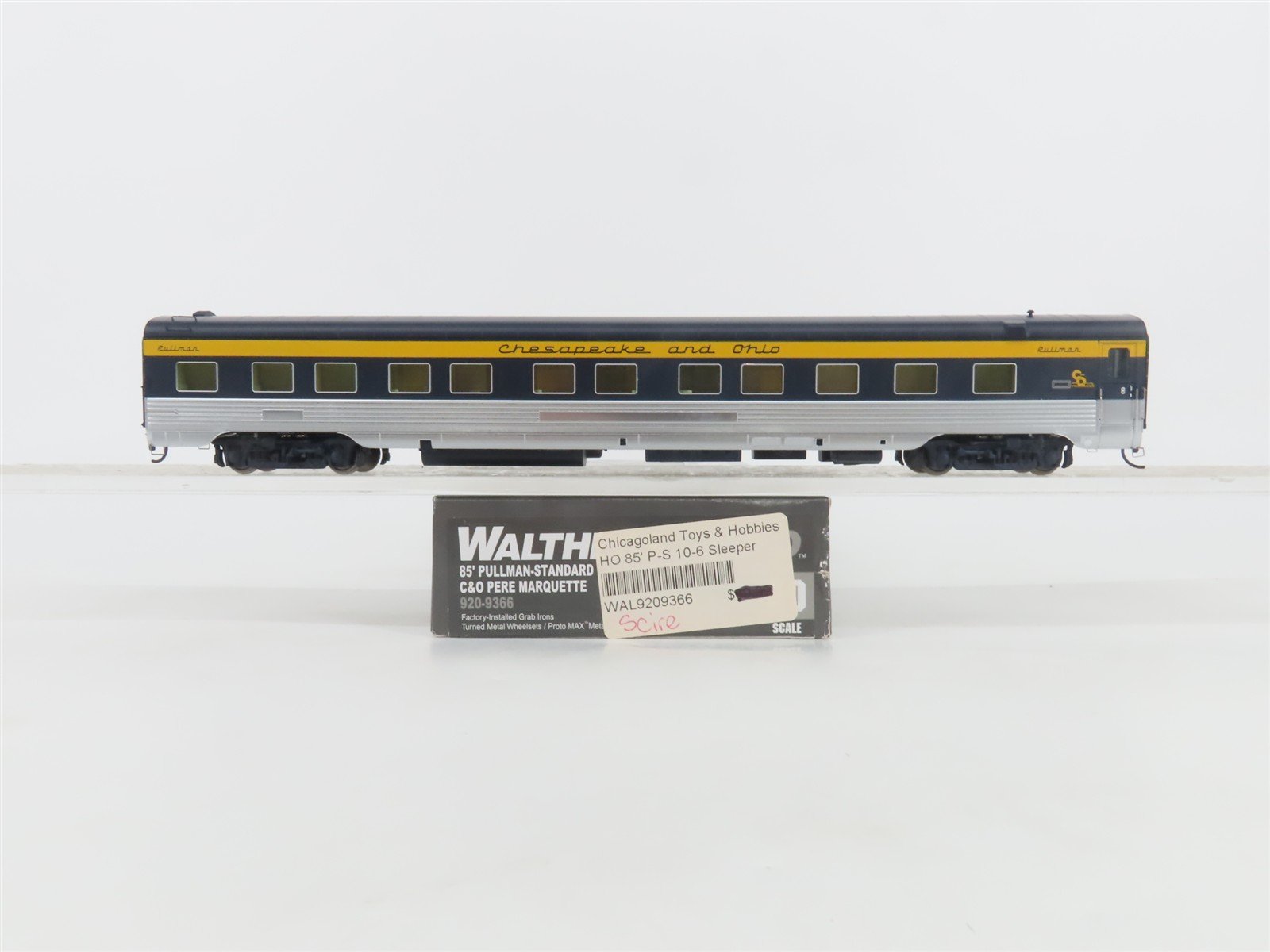 HO Walthers Proto 920-9366 C&O Chesapeake & Ohio P-S 85' Sleeper Passenger Car
