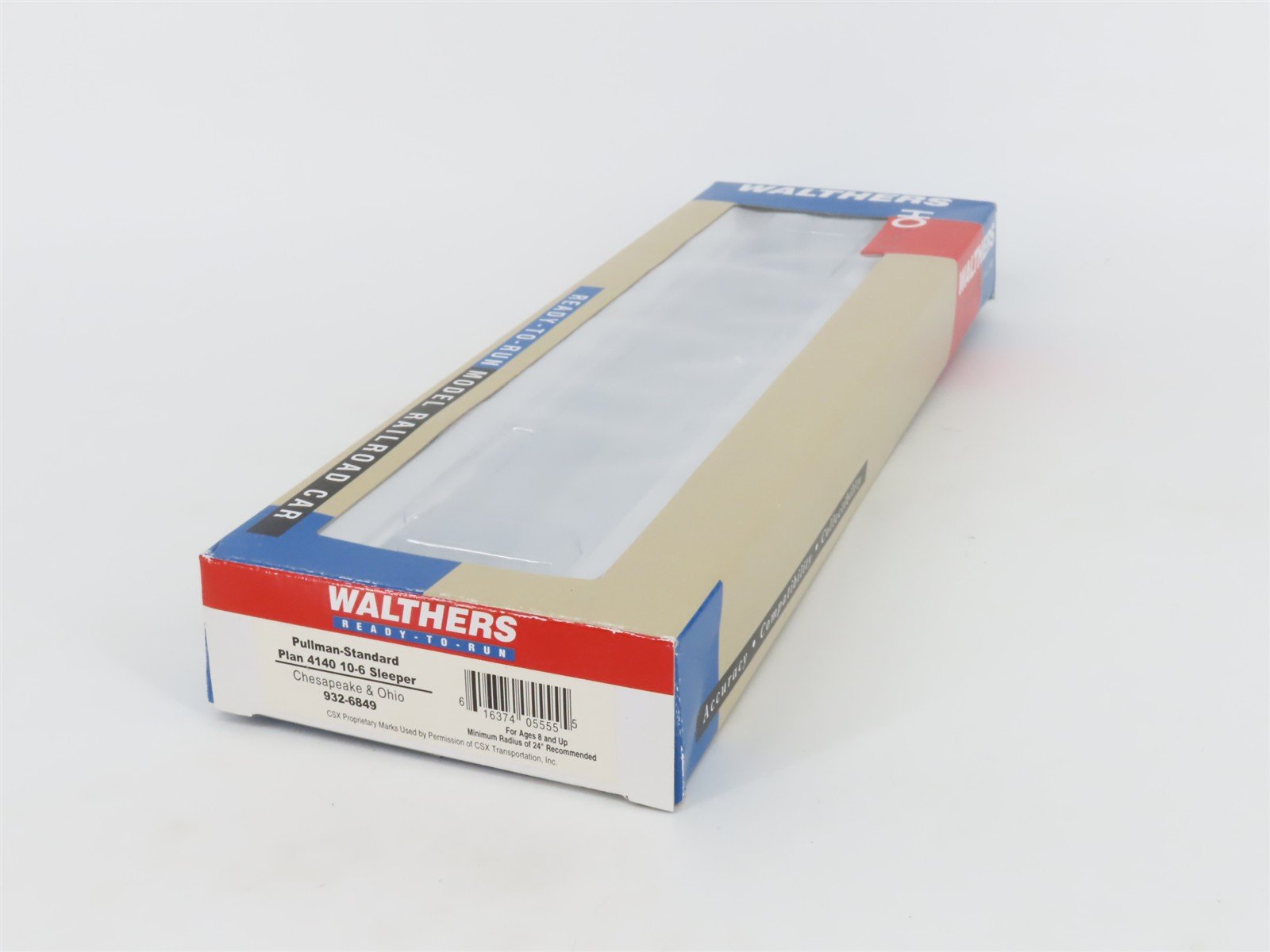 HO Scale Walthers RTR 932-6849 C&O Chesapeake & Ohio 10-6 Sleeper Passenger Car