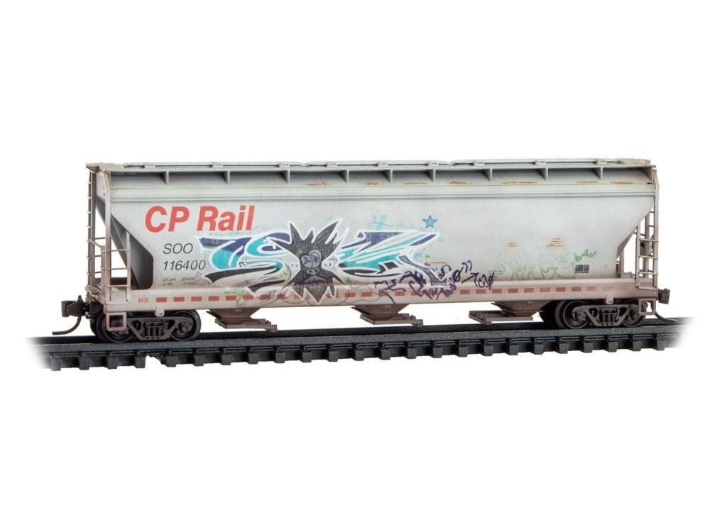 N Micro-Trains MTL 98305106 CPKC Heritage 3-Bay Cover Hoppers 2-Pack w/ Graffiti