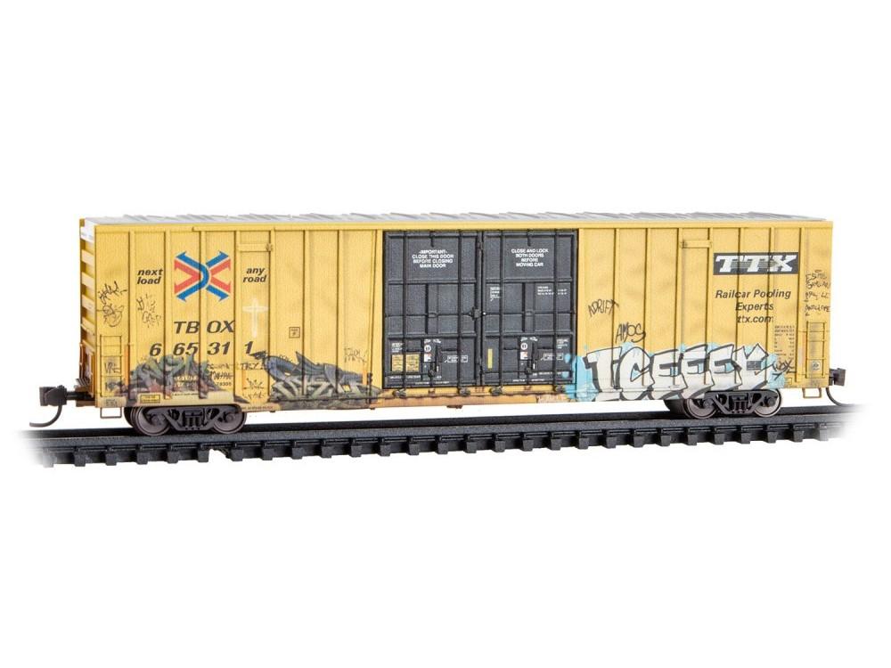 N Micro-Trains MTL 12344019 TBOX TTX 60' Hi-Cube Box Car #665331 w/Graffiti