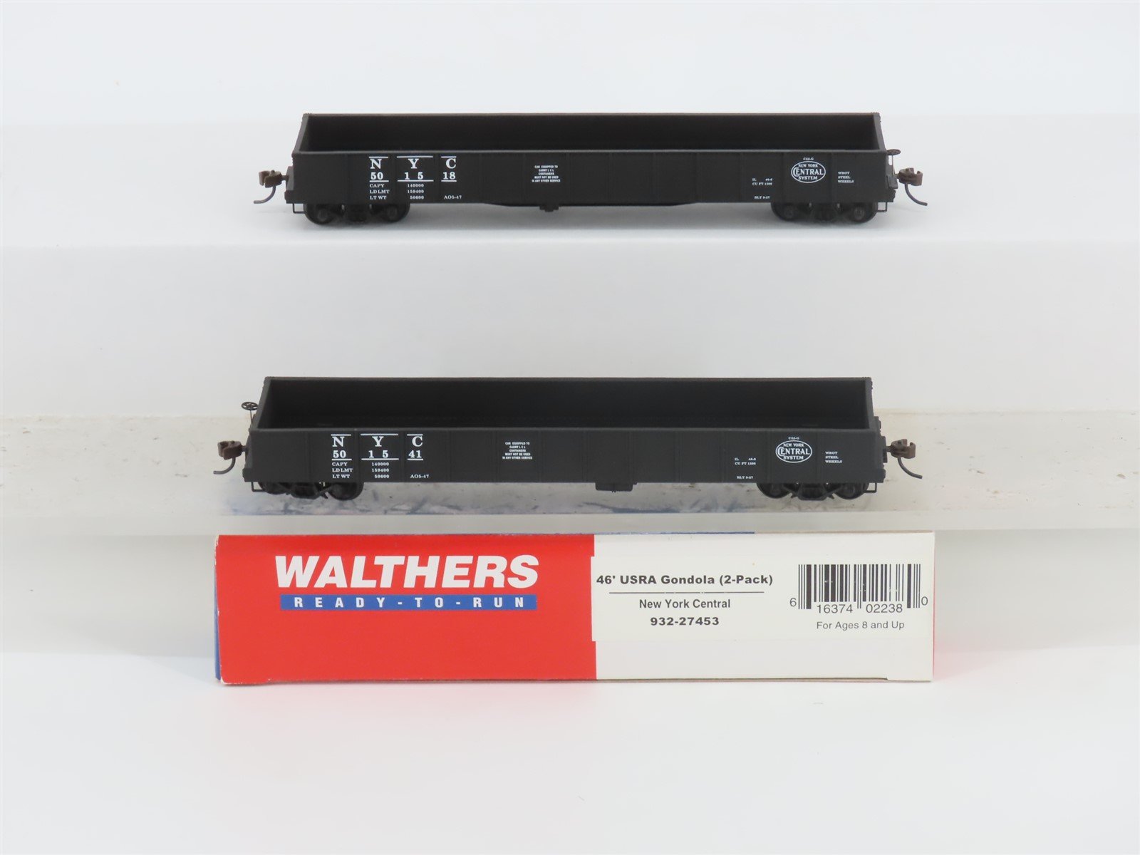 HO Scale Walthers 932-27453 NYC New York Central 46' USRA Gondolas 2-Pack
