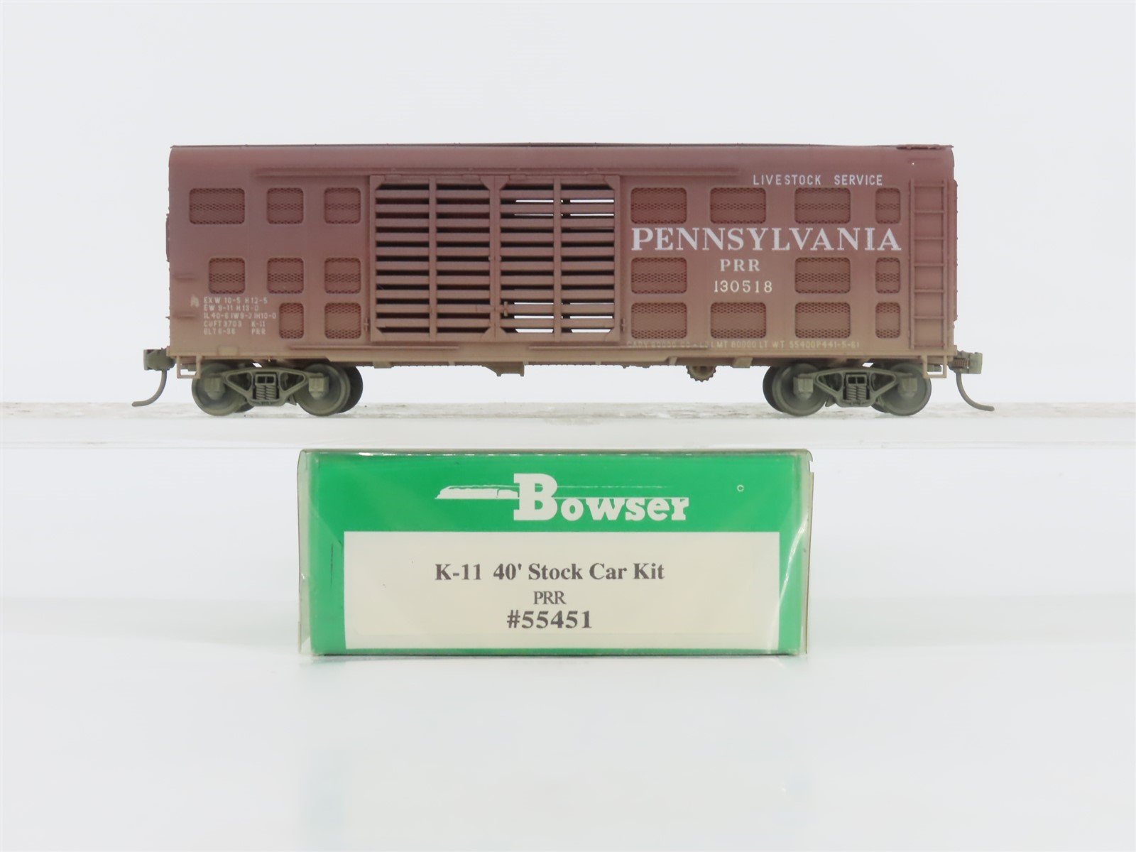 HO Scale Bowser 55451 PRR Pennsylvania K-11 Stock Car #130518 - Weathered