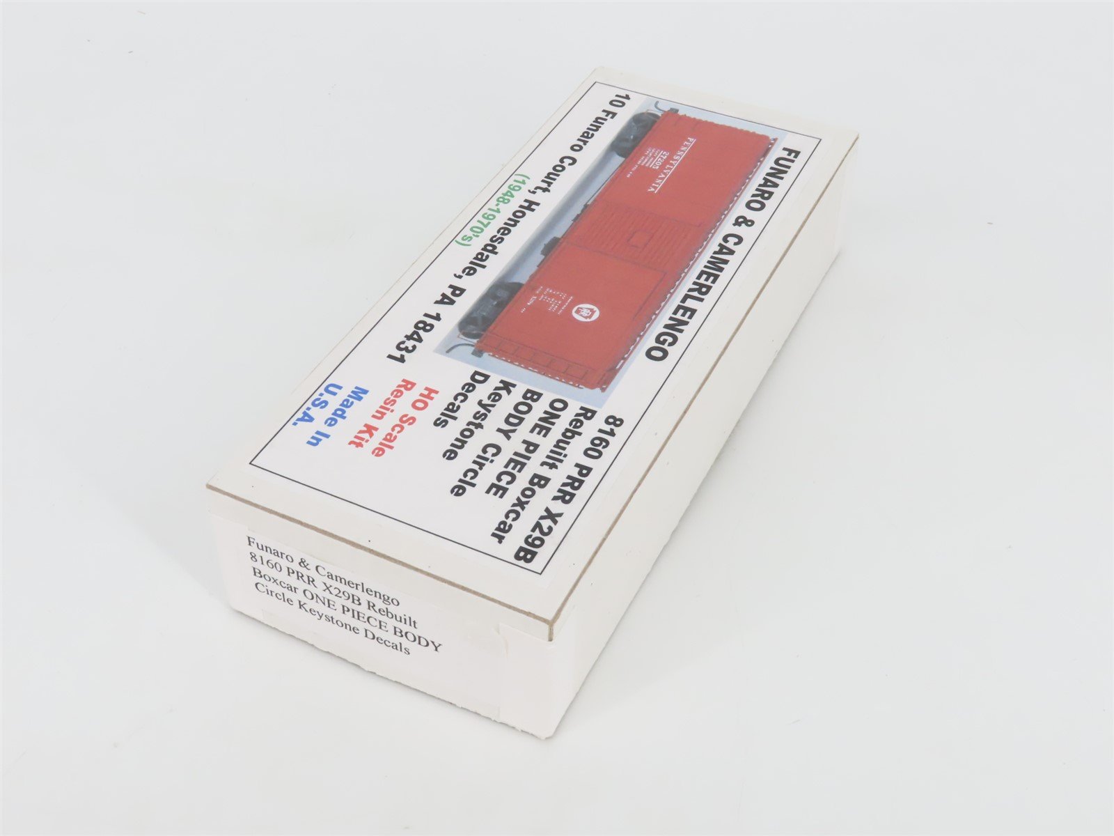 HO Scale Funaro & Camerlengo Resin Kit 8160 Undecorated PRR X29B 40' Box Car