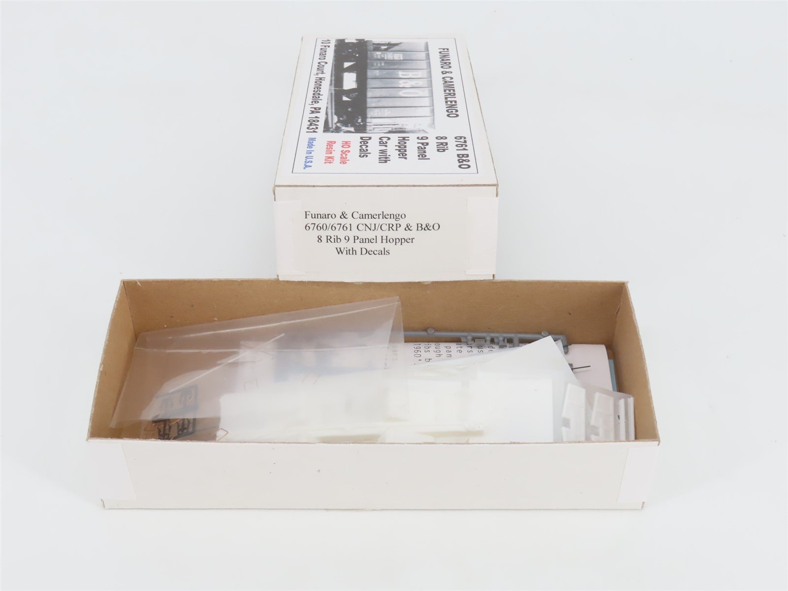 HO Funaro & Camerlengo Resin Kit 6761 Undecorated B&O/CNJ/CRP 2-Bay Hopper