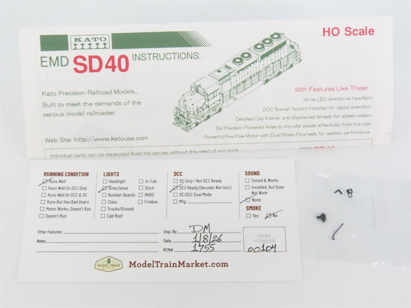 HO Scale KATO 37-6322 AC Algoma Central EMD SD40 Diesel #182 - DCC Ready